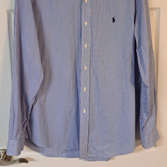 Ralph Lauren Men's Blue & White Stripe Button Down Shirt - Picture 2 of 8